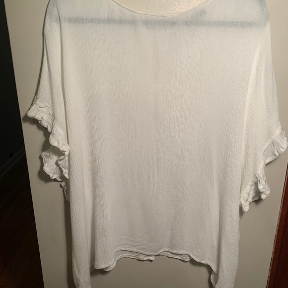 White Flutter Sleeve Blouse - Picture 1 of 6